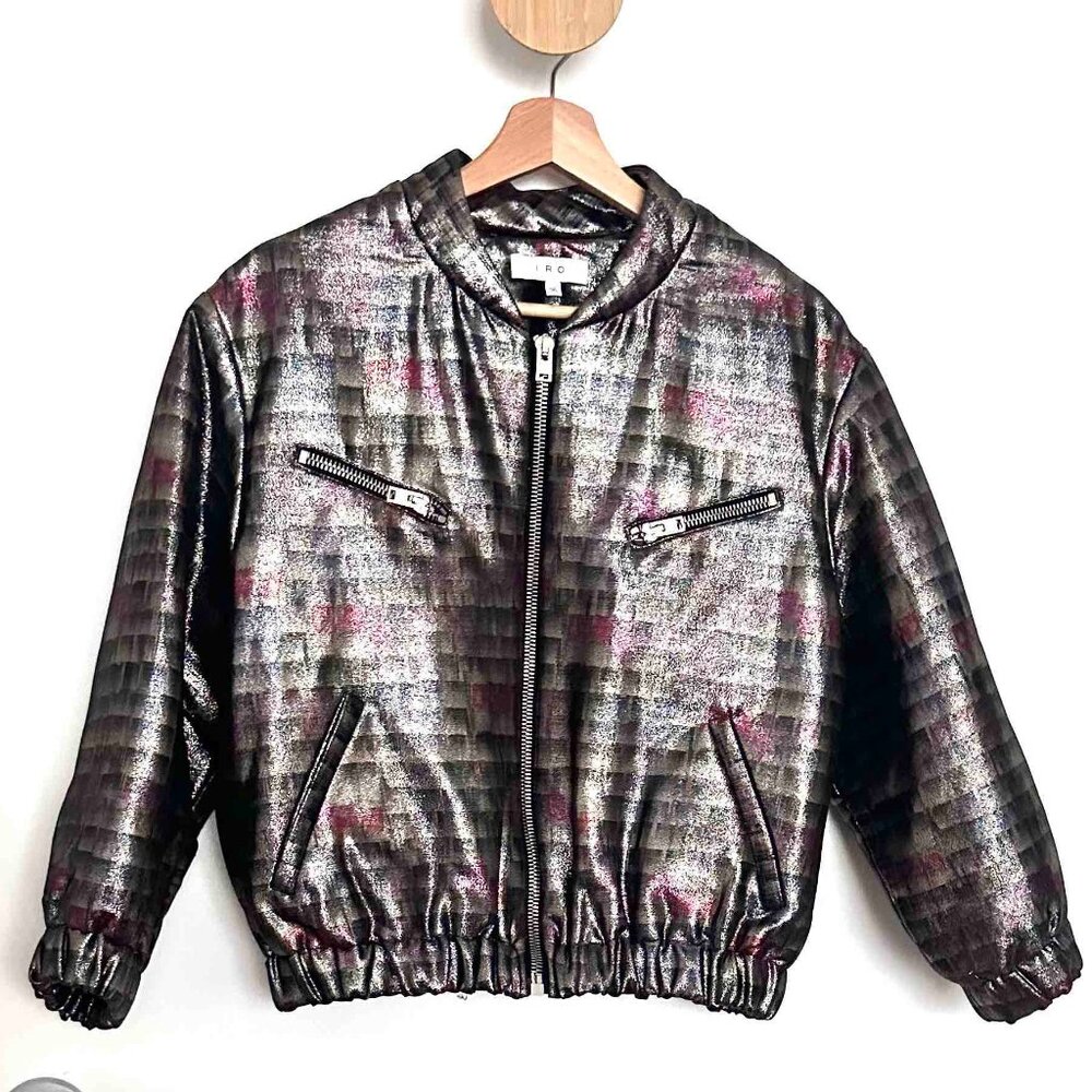 IRO Zina cropped bomber jacket, color - Multico, Size FR 36, US XS to S, EUC